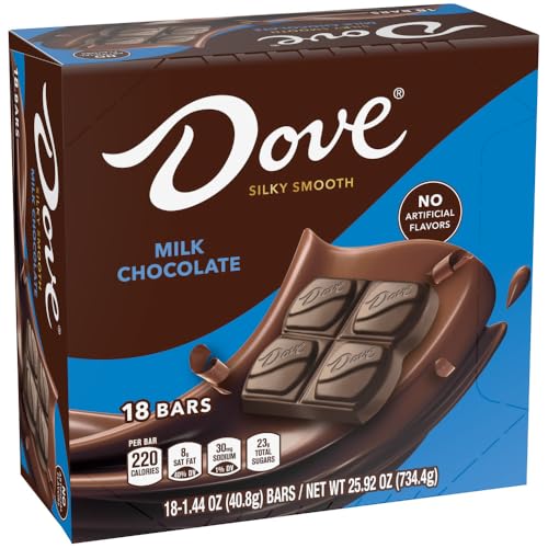 DOVE Milk Chocolate Singles Size Candy Bar 1.44 Ounce (Pack of 18)