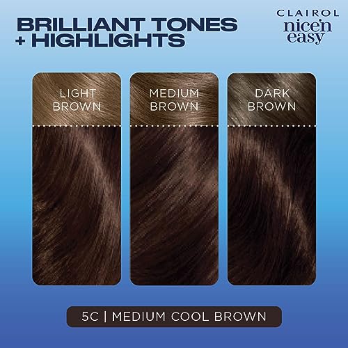 Clairol Nice'n Easy Permanent Hair Dye, 5C Medium Cool Brown Hair Color, Pack of 3