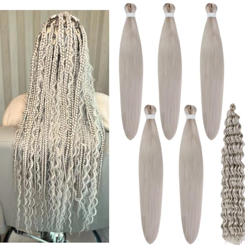 Silver Braiding Hair Pre stretched for Boho Braids Pre stretched Boho Braiding Hair