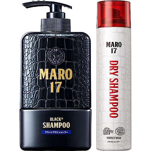 MARO17 Black Plus Shampoo, 11.8 fl oz (350 ml) Body & Dry Shampoo, Citrus Wood, 3.3 oz (95 g)