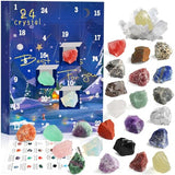 JELMOK Advent Calendar 2024, 24 Days Natural Healing Crystal Gemstones Minerals & Fossils Advent Calendar Crystals Christmas Calendar Enthusiasts Rocks Collection for Xmas Girls Boys Kids Men Women