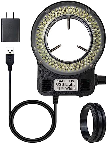Microscope Light Microscope LED Ring Light Illuminator, Electronic Industry Microscope Ring Lamp 144 LED Bubbles for Lab Monocular Binocular Trinocular Stereo Microscope Camera