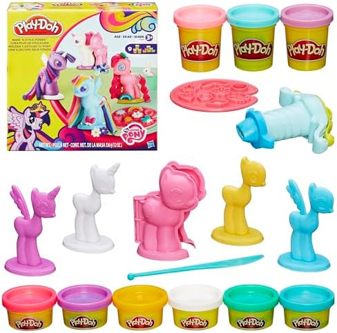 Play-Doh Make 'n Style Ponies Playset, My Little Pony Figures, 9 Colors, Kids Arts & Crafts Set, Preschool Toys, Easter Gifts for Girls & Boys, Ages 3+ (Amazon Exclusive)