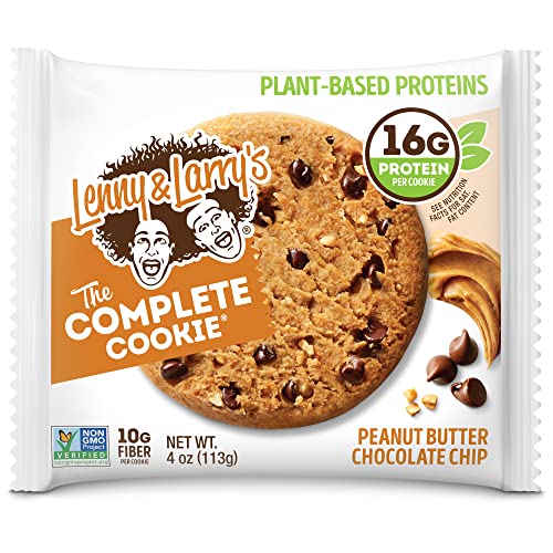 Lenny & Larry's The Complete Cookie, Peanut Butter Chocolate Chip, Soft Baked, 16g Plant Protein, Vegan, Non-GMO, 4 Ounce Cookie (Pack of 6)