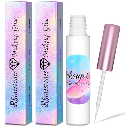 Rhinestones Face Glue for Cosplay Makeup, Shynek 2PCS Body Glue Waterproof Eye Glitter Glue Hair Adhesive Spirit Adhesive for Halloween Costume Wig Face Gems Eye Body Glitter