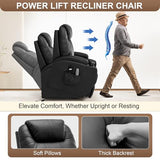 Electric Recliner with Massage and Heating, Power Lift Recliner Chair for Elderly and Adults, Modern Reclining Chair with Remote Control, Cup Holder, and Faux Leather Upholstery