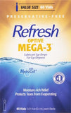 Refresh Optive Mega-3 Lubricant Eye Drops, Preservative-Free, 0.01 Fl Oz Single-Use Containers, 60 Count