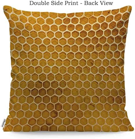 WONDERTIFY Throw Pillow Case Cover Newly Pulled Honey Bee Honeycomb Beeswax on Plastic Foundation with Pollen Tracks,Soft Linen Pillow Case for Decorative Bedroom/Car,Cushion Covers 18x18 Inch