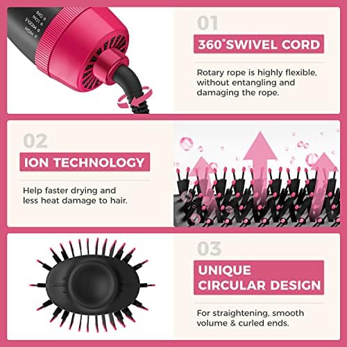 Hair Dryer Brush Blow Dryer Brush in One 4 in 1 Styling Tools Hair Dryer and Styler Volumizer, Hot Air Brush for Drying, Straightening, Curling