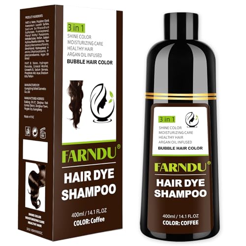 Coffee Hair Dye Shampoo for Women & Men Gray Hair Coverage 3 In 1 Natural Hair Color Shampoo