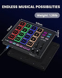 Fesley MIDI Pad Beat Maker, USB MIDI Keyboard Controller With 16 Drum Pads for Beginner, 2 Assignable Fader & Knobs, Note Repeat & Full Level Buttons, Portable Beat Machine for Music Making