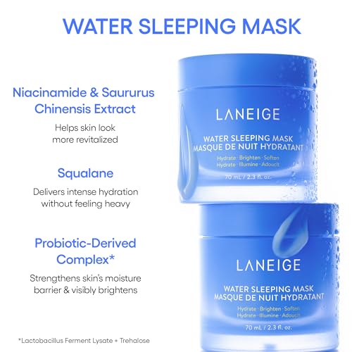 LANEIGE Dream Team Trio: Water Sleeping Mask, Lip Sleeping Mask, Bouncy and Firm Mask, Barrier-Boosting Hydration Travel Sized