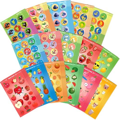 HORIECHALY Smelly Stickers for Kids, Scratch & Sniff Scented Stickers 16 Unique Scents 80 Sheets 1210 Pieces 153 Creative Designs Including Fruits, Foods, Flowers. Spark Joy & Learning in Your Child