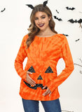 Halloween Womens Pregnant Maternity Pregnancy Costume Family Loose Wrap Shirts Jack O' Lantern Pumpkin Face Tie dye XL