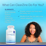 ClearZine Acne Pills for Teens & Adults (2 Bottles) | Clear Skin Supplement, Vitamins for Hormonal & Cystic Acne, 90 Caps Each