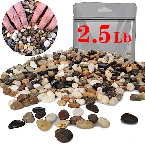 Voulosimi River Rock Stones, Natural Decorative Polished Mixed Pebbles Gravel,Outdoor Decorative Stones for Plant Aquariums, Landscaping, Vase Fillers (2.5 LB, Mixed Colors)