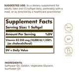 SOLGAR Vitamin D3 (Cholecalciferol) 250 MCG (10,000 IU), 120 Softgels - 2 Pack - Helps Maintain Healthy Bones & Teeth - Immune System Support - Non-GMO, Gluten Free, Dairy Free - 120 Servings