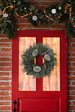 18" Christmas Wreath for Table Centerpieces Advent Wreath with Flameless Candles Table Wreath with Detachable Glass Holder Rusitc Christmas Candle Centerpieces Artificial Wreaths for Front Door Window