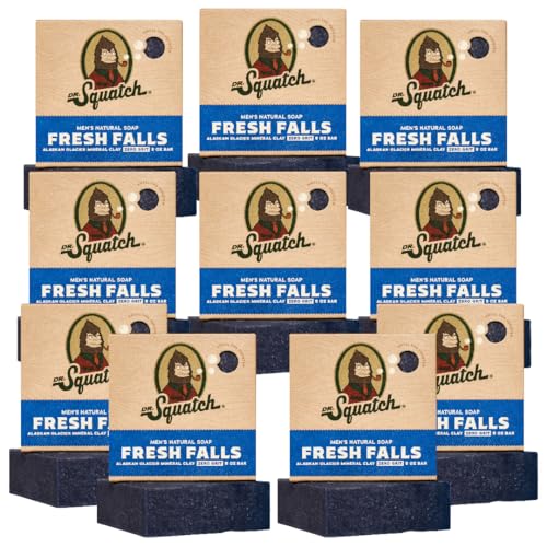 Dr. Squatch Men's Natural Bar Soap Fresh Falls (10 Pack) - All Natural Bar Soap for Men - Smell like a Crisp Forest Waterfall