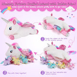 gnomantic 5 Pieces Unicorn Stuffed Animals - 1 Mommy Stuffed Unicorn with 4 Babies - Unicorns Gifts for Girls Ages 3 4 5 6 7 8, Unicorns Plush Toys for Christmas, Valentine's, Birthday Gifts (Pink)