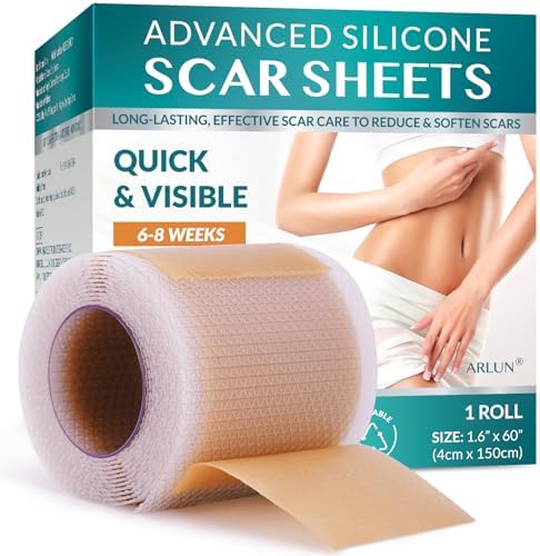 Silicone Scar Tape, Silicone Scar Sheets, Scar Tape for Surgical Scars, Silicone Tape for Scars, Scar Sheets for Surgical Scars, C-Section, Tummy Tuck and Keloid (1.6"x 60" Roll-1.5M)