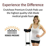 Crutcheze Premium USA Made Crutch Pad and Hand Grip Covers | Comfortable Underarm Padding Washable Breathable Moisture Wicking Odor Reducing- Accessories for Adult & Youth Crutches (Black)