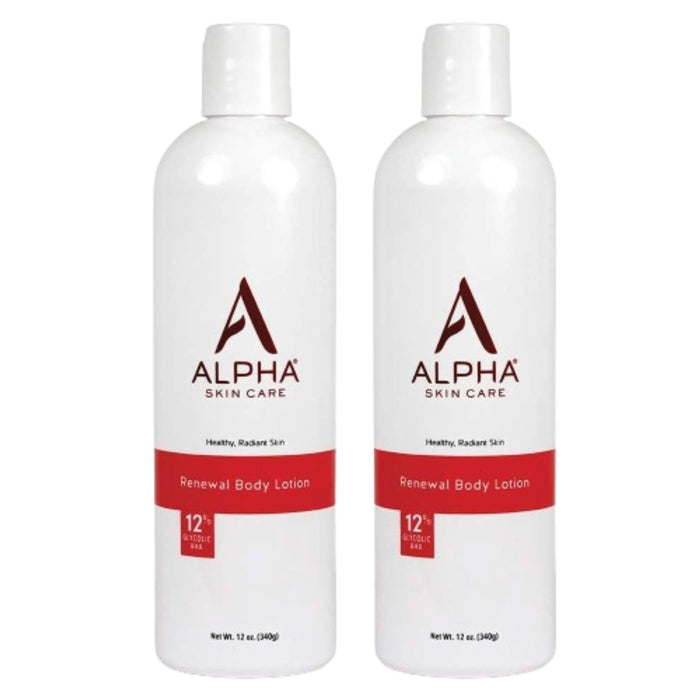 Alpha Skin Care Revitalizing Body Lotion with 12% Glycolic AHA, Simple and Effective Multi-Purpose Daily Moisturizer Hydrates and Exfoliates with Anti-Aging, 12 Oz (Pack of 2)