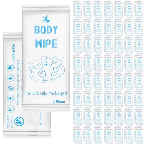 Timgle 200 Pcs Deodorant Body Wipes Individually Wrapped Bath for Adults Face Hand Body Wipes Pearl Pattern Wet Shower with Aloe Bathing Disposable Cleansing for Travel Gym Travel