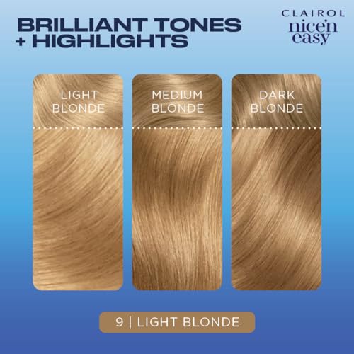 Clairol Nice'n Easy Permanent Hair Dye, 9 Light Blonde Hair Color, Pack of 3