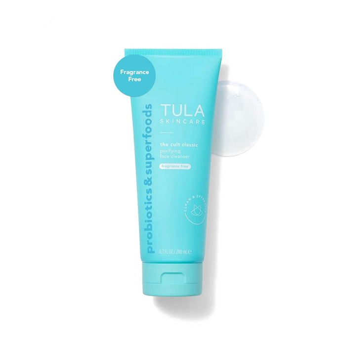 TULA Skin Care Cult Classic Purifying Face Cleanser Fragrance Free - Supersize, Gentle and Effective Face Wash, Makeup Remover, Nourishing and Hydrating, contains Turmeric and Blueberry, 6.7 Fl Oz.