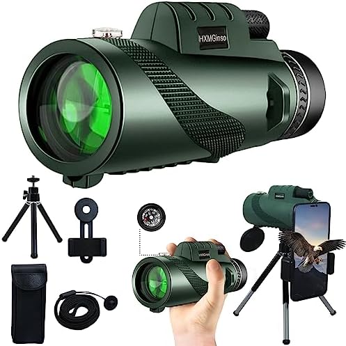 2024 New 80x100 Monocular Telescope Low Night Vision for Adults, High Power HD Monocular with Smartphone Adapter & Tripod for Stargazing, Hunting Wildlife Travel Camping Hiking Bird Watching