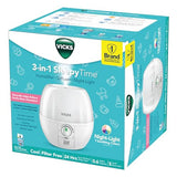 Vicks 3-in-1 SleepyTime Humidifier, No. 1 Brand Recommended by Pediatricians*. Cool Mist Humidifier with Night-Light, and Essential Oil Diffuser for Baby and Kids rooms. Visible Cool Mist, White.