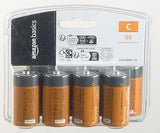 Amazon Basics 8-Pack C Cell Alkaline All-Purpose Batteries, 1.5 Volt, 5-Year Shelf Life