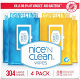 NICE 'N CLEAN Disinfecting Surface Wipes 304ct | Cleans & Disinfects Home & Kitchen Surfaces | Fresh & Lemon Scent