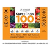 Dr. Schulze's Superfood 100 | Vitamin & Mineral Herbal Concentrate | Dietary Supplement | Daily Nutrition & Increased Energy | Gluten-Free & Non-GMO | Vegan & Organic | 90 Tabs