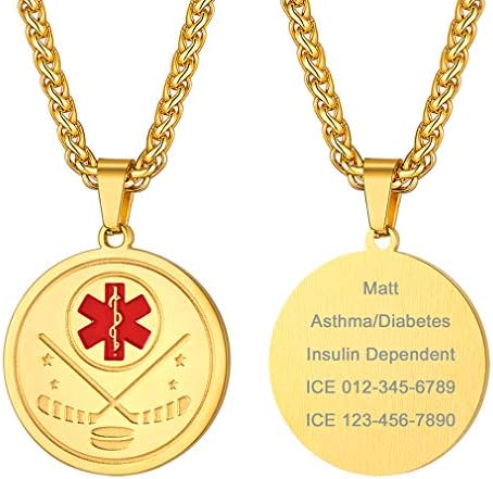 Supcare Medical Alert Necklace for Men Women, Stainless Steel Engraved Medical Emergency Pendant,Customized Medical ID Jewelry(16 Types)