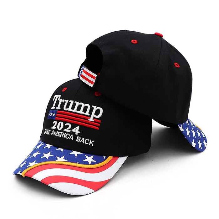 Trump 2024 Hat MAGA Hat Embroidered Take America Back Donald Trump Slogan USA Adjustable Blue Baseball Cap for Woman Men