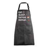 Tattoo Apron Tattoo Artist Gift Funny Eat Sleep Tattoo Repeat Tattooing Apron Tattoo Gift for Tattoo Lover Tattoo Master Gift (Tattoo Artist apron-black)