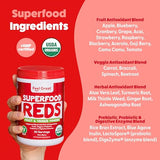 Feel Great USDA Organic Superfood Reds Powder Polyphenols Supplement | Digestive Support Including Bloating Relief | Fruit and Veggie Supplement.