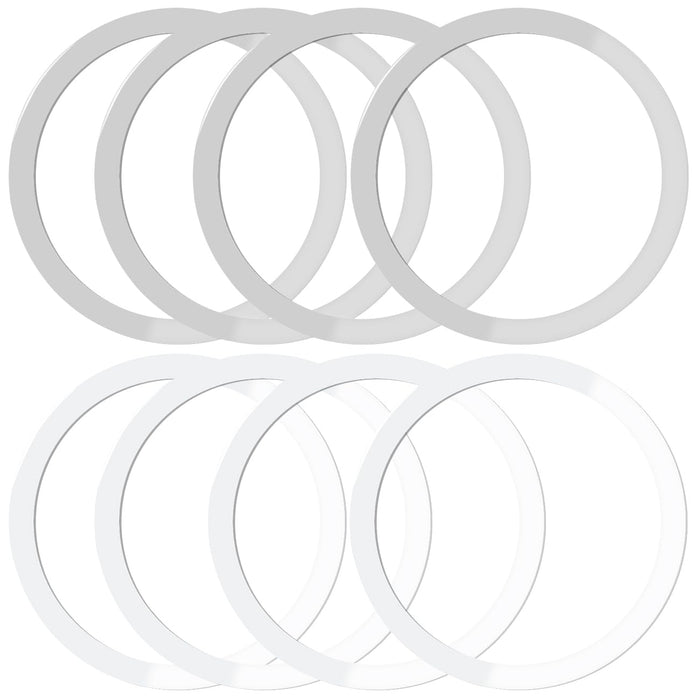 8 Pack Universal Metal Rings Sticker Compatible for Magsafe Magnetic Wireless Charger iPhone 15 14 13 12 Pro Mini Max Galaxy,(NO Magnet) Ultra-Thin Car Charger Conversion Accessories,(Silver,White)