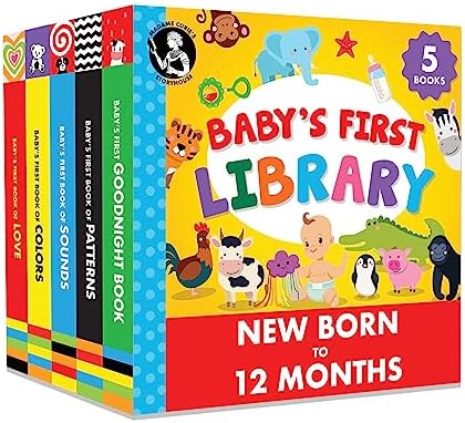 Madame Curie’s Baby's First Library | Baby Toys, for 0-3-6 Months, 0 to 1 Year Old, Toddler Board Books | Newborn Girl & Boy, Infant Toys