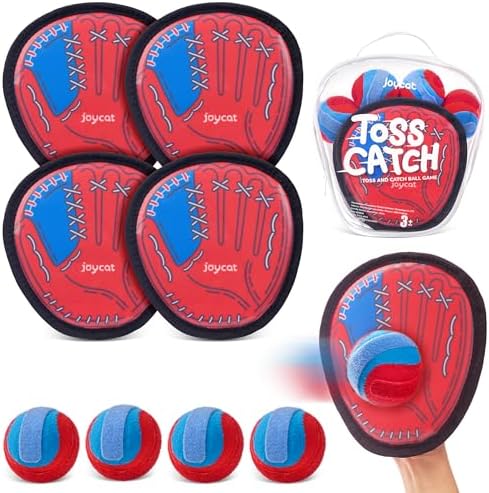 Toss and Catch Ball Game Set,Toddler Baseball Glove,Beach Pool Toys Yard Games,Sticky Paddle Ball for Kids,Outdoor Sport Toys for 3+Years Old Boys Girls Birthday Gifts,Easter Basket Stuffers