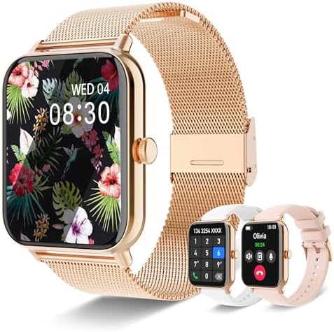 Iaret Smart Watches for Women, 1.85" Smart Watch (Answer/Make Calls) with 100 Sports Modes, Fitness Tracker Heart Rate Sleep Monitor Pedometer Calories, Waterproof Fitness Watch for Android iPhone