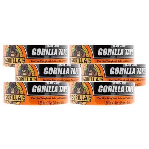 Gorilla Black Duct Tape, 1.88" x 35 yd, Black, (Pack of 6)