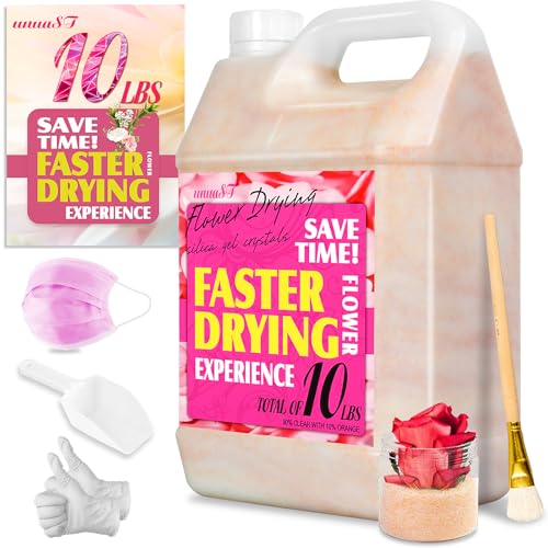 Silica Gel Flower Drying, 10 LBS Flower Drying Silica Gel Crystals by Reusable, Silica Gel Crystals Flower Drying for Wedding Bouquet Preservation, Color Indicating Silica Gel Beads for Drying Flowers