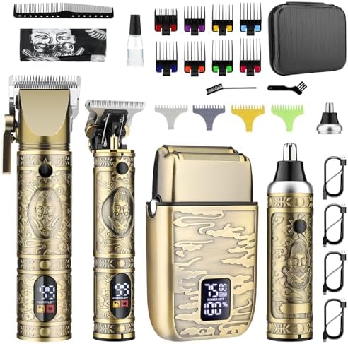 GSKY Hair Clippers for Men Professional, Beard Trimmer Kits & Sets, Cordless Mens Hair Trimmer, Electric Shavers, Haircutting Machine with LED Display, for Barber