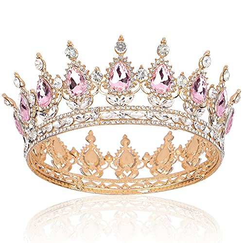 COCIDE Gold Crown for Women Crystal Wedding Tiara and Crowns for Girls Rhinestones Queen Headband Princess Hair Accessories for Big Kids Party Bridal Birthday Prom Costume Cosplay Baroque Accessory Vintage Style