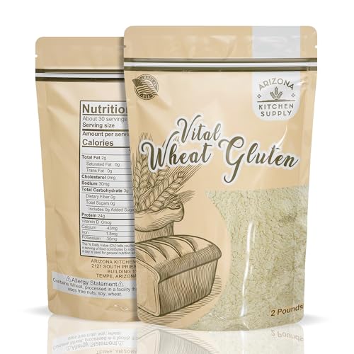 Vital Wheat Gluten – 2 lb Resealable Bag | High-Protein, All-Natural Wheat Protein for Bread, Pizza Dough, Seitan, and More | Vegan & Keto-Friendly Baking Essential by Arizona Kitchen Supply