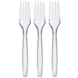 Prestee 300 Plastic Forks Heavy-Duty, Heavyweight Plastic Silverware Forks, Fancy Plastic Cutlery, Elegant Disposable Forks Pack, Bulk Disposable Flatware, Silver Forks for Christmas Holiday (clear)