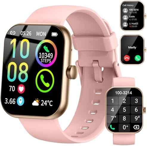 Smart Watch (Answer/Make Calls), 1.96" HD SmartWatch for Men Women 113+ Sport Modes, Fitness Activity Tracker Heart Rate/Sleep Monitor/Pedometer, IP68 Waterproof, Smart Watches for Android iOS, Pink